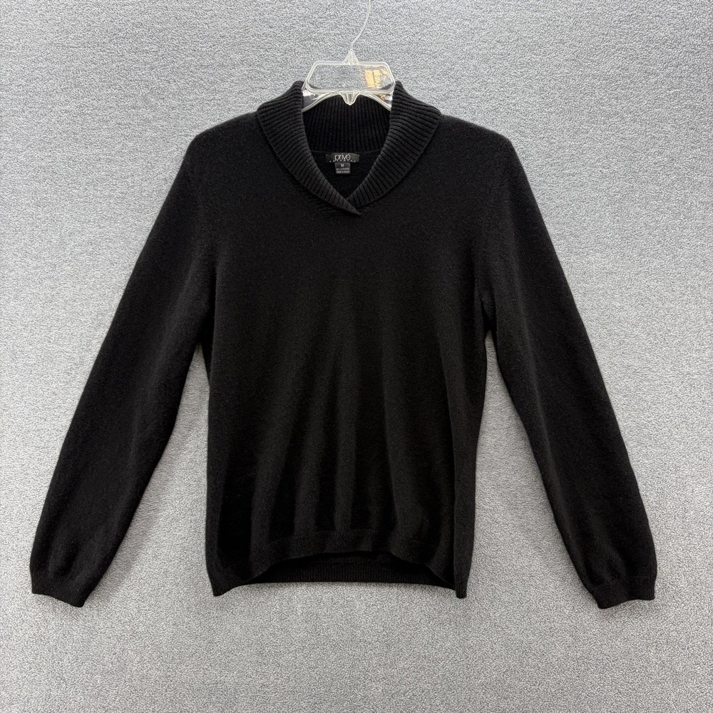 Prive Cashmere Sweater Womens Medium Black Cashmere Shawl Collar Pullover